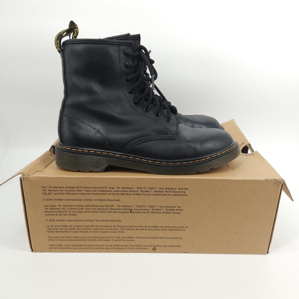 Dr Martens Boots Women Size 7 Us 1460 Youth Soft Toe Work Black Leather Ankle
